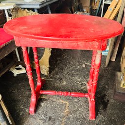 Vintage Red Occasional Table With Drawer