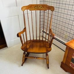 Vintage Stenciled Nichols & Stone Co. Rocking Chair In Excellent Condition (Bedroom 1)