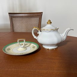 Noritake Tidbit Tray And Royal Castile China Teapot (DR)