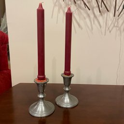 Pair Of Towle Candle Holders With Candles (lR)