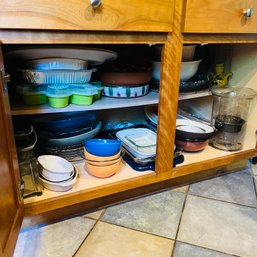 Large Cabinet Lot: Serving Pieces And Other Items (Kitchen)
