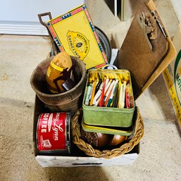 Vintage Office Supplies, Tins And Other Items