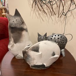 Lot Of Whimsical Cat Statues (lR)