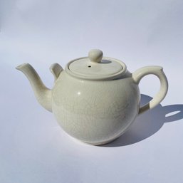 Vintage Arthur Wood White Crackle-Finish Ceramic Teapot (LH)