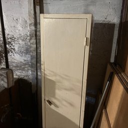 Vintage Cream Freestanding Storage Cabinet Storage Locker With Misc Contents (basement)