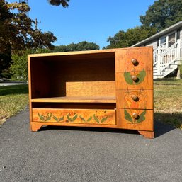 Lovely Hand Painted Small Vintage Wooden Cabinet (DC)