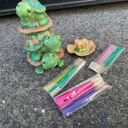 Adorable Turtle Bank And Elephant Incense Holder/Incense (NK)
