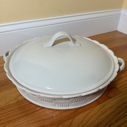Very Large Carbone Basket Weave Covered Dish (DR)
