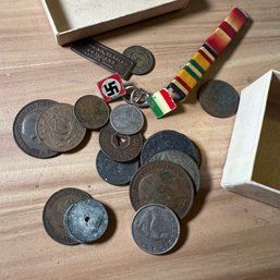 Coins And Military Pin (attic)