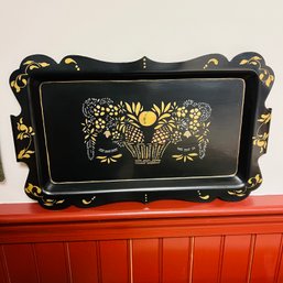 Tole Painted Tray With Fruit Basket Motif (Basement)