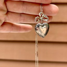 Vintage Sterling Silver Heart Locket Necklace