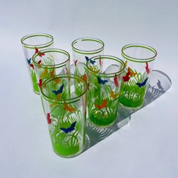 Vintage Stotter Plastic High-Ballglasses With Grass And Butterfly Design - Like New! (LH)