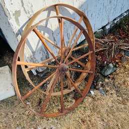 Pair Of Wooden Wagon Wheels