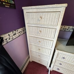 Tall Six-Drawer Wicker Chest - See Description (Upstairs BR 1)