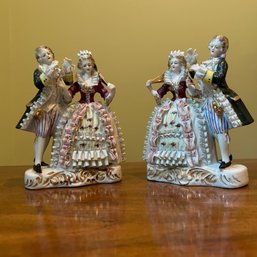 Vintage Pair Of Porcelain Victorian Couple Figures (BR)