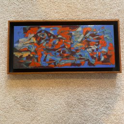 Colorful Joseph Trippetti Ceramic Art Piece With Wood Frame (Sm Bdrm)