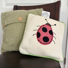 Pair Of Diane Jackson Cole Pillows Feat. Buttons & Ladybug (HW)