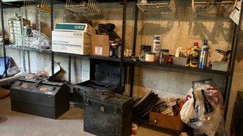 HUGE Basement Pickers Lot! Metal Shelves And Contents