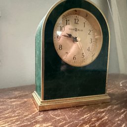 Small Green And Gold Toned Howard Miller Desk Clock  (BR1)