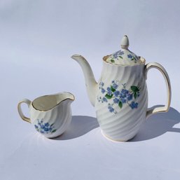 Vintage Royal Adderley Fine Bone China 'Forget Me Not' Teapot And Matching Creamer (LH)