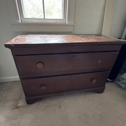 Vintage Solid Two-Drawer Dresser, Missing 1 Knob  (BR1)