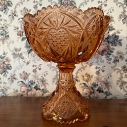 Beautiful Vintage Light Pink Glass Pedestal Dish (Dining Room)