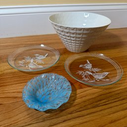 Assortment Of Decorative Dishes Incl. Glass Bird Plates, Fairwood Bowl, & Blue Decorative Dish (DR)