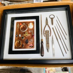Assorted Tools And Findings In A Shadow Box