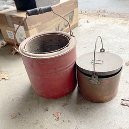 Vintage Metal And Copper Buckets (garage)