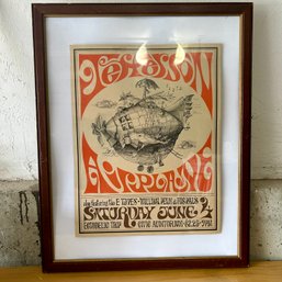 Wow! Framed Vintage Concert Poster: 1966 Early Jefferson Airplane Gig Poster, Pre Grace Slick! (MC)