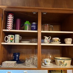 Cabinet Lot With Assorted Vintage & Modern Cups, Mugs, & More (Kitchen)