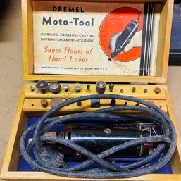 Vintage Dremel Moto-Tool Kit In Wooden Storage Box (Barn Downstairs)