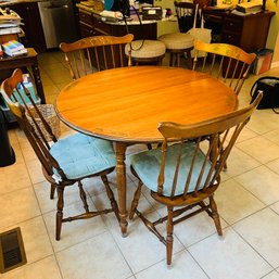 Hitchcock Round Dining Table With Extension Leaf And 6 Chairs (Kitchen)