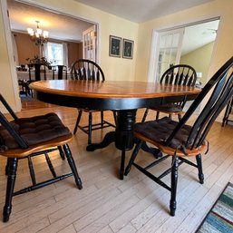 Solid Wood Amesbury Charlie Black Cherry Dining Set With Four Chairs (Kitchen)