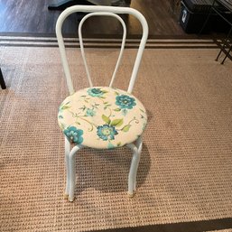 Small Floral Upholstered Metal Accent Chair (porch)