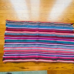 Pretty Colorful Rectangular Braided Rug In Nice Condition (Living Room)