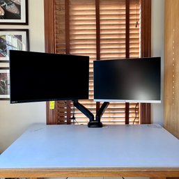 Wow! Dual Monitors With Fully Adjustable Mount - Desk Not Inc - See Photos For Models (office)