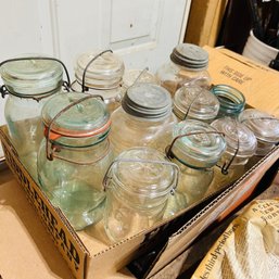 Canning Jar Box Lot - Lightning And Others