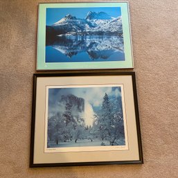 Pair Of Winter Themed Wall Art - El Capitan By Lewis Kemper & Cradle Mtn Print (Sm Bdrm)