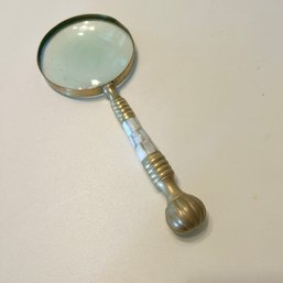 Vintage Brass & Mother Of Pearl Magnifying Glass (kitchen)