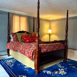 Stunning Carved Mahogany Queen Size Four Poster Bed (B1)