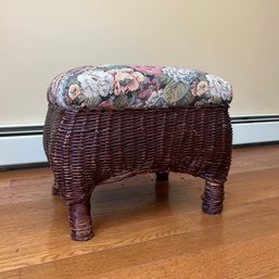 Wicker Footstool With Upholstered Cushion Top (DR)