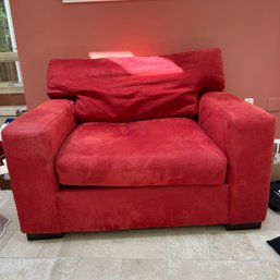 Oversized Red Chair With Pillow, Some Wear Noted (FR)