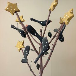 Decorative Wooden Painted Birds & Stars Tree (DR)