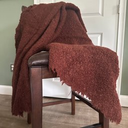 Pair Of Rust Colored Raw Edge Handmade Blankets (HW)