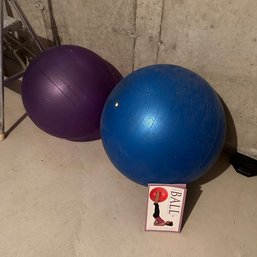 Two Exercise Balls With Exercise Ball Book (Basement)