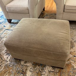 Canvas Ottoman, Some Wear Noted (LR)