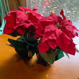 2 Faux Poinsettias (garage)