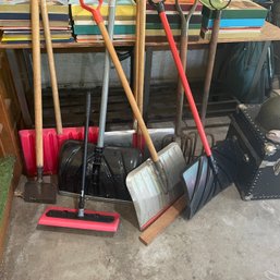 Assorted Lot - Shovels, Garden Weasel (garage)