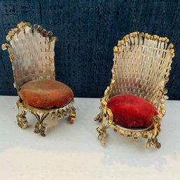Interesting Pair Of Tiny Chairs With Cushions Made Out Of Falls City Beer Cans (Living Room On Table)